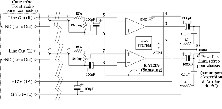 Schéma de l'ampli pour carte son
      de PC